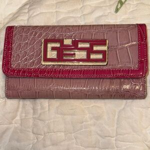 Vintage Guess Pink Croc-Embossed Wallet